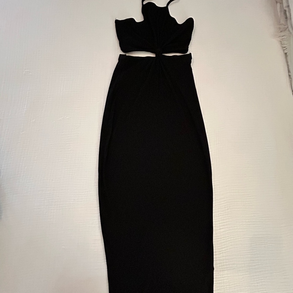 Black Cut-Out Midi Dress